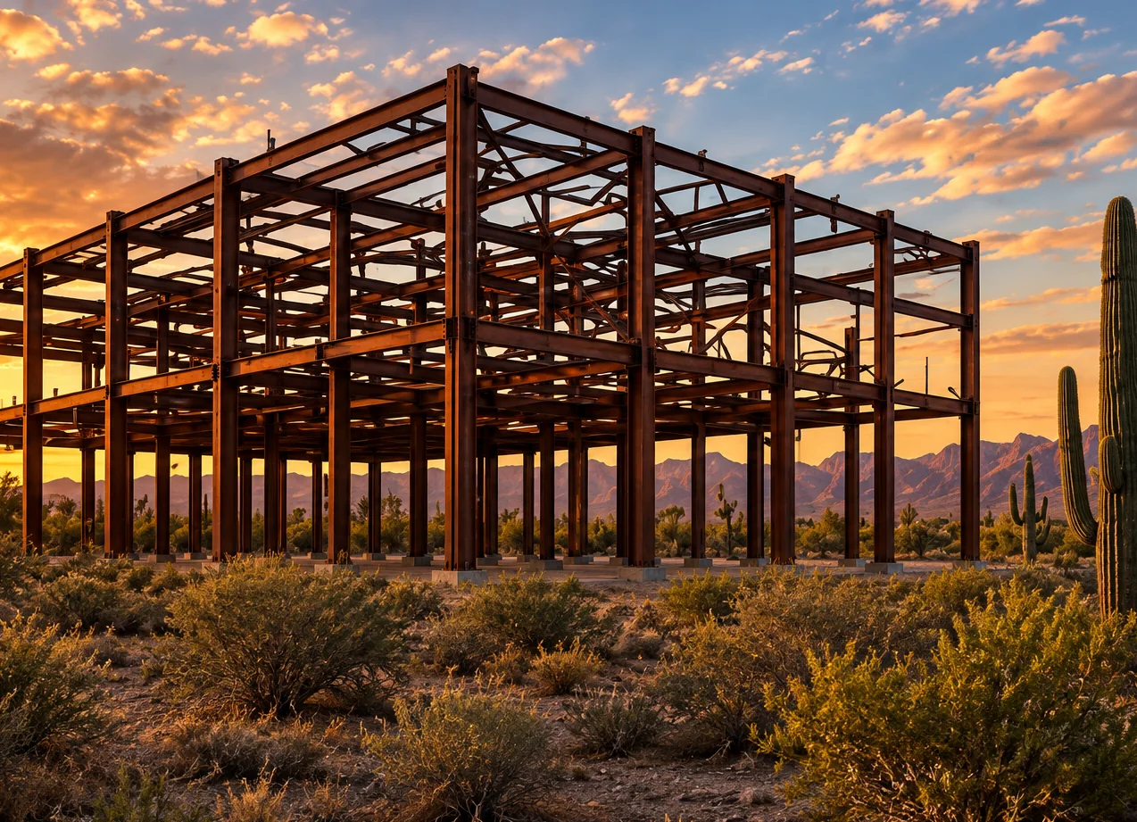 Commercial steel building ready for site work