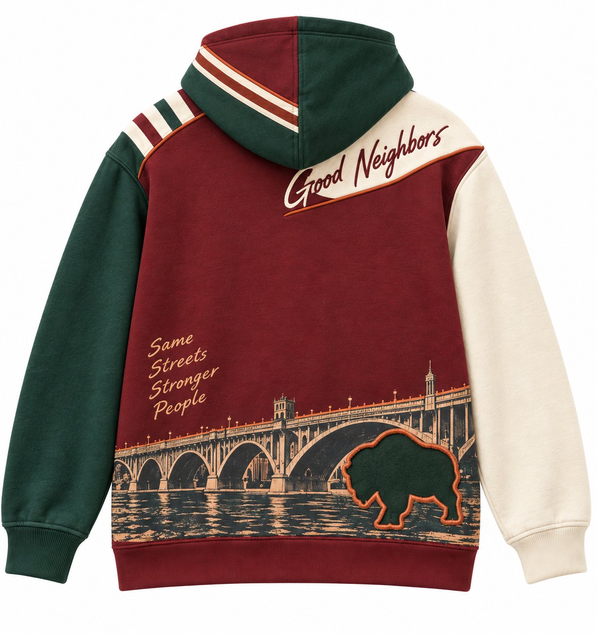 Good Neighbors Colourblock hoodie, back