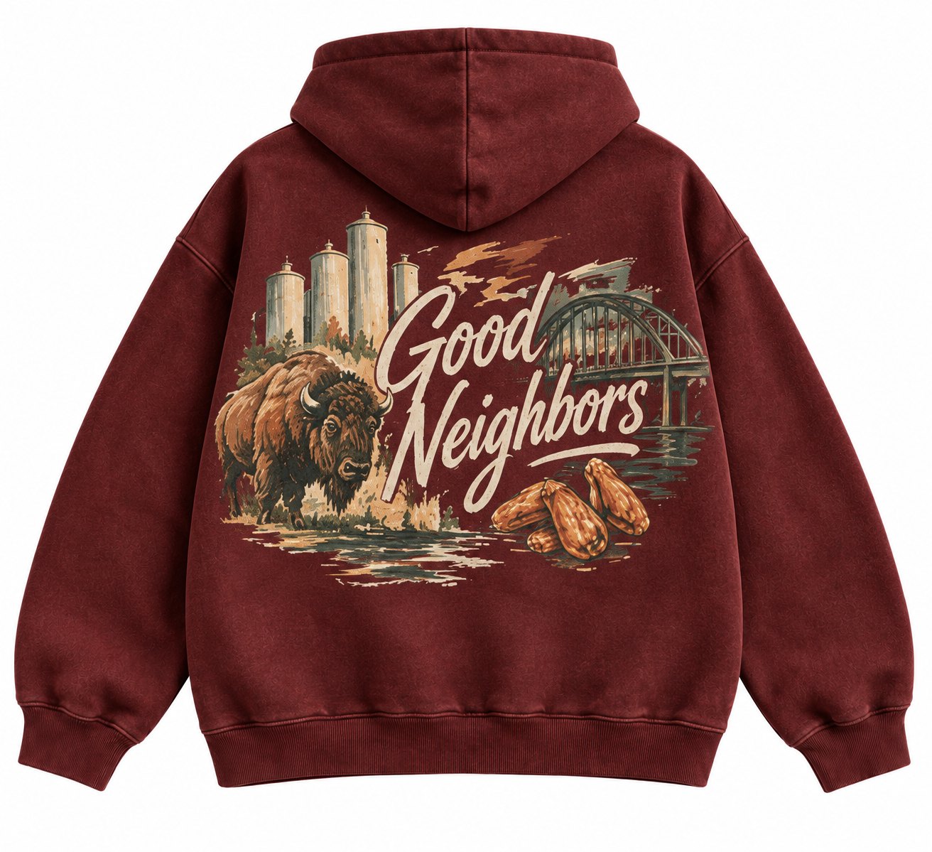 Good Neighbors Mural hoodie, back