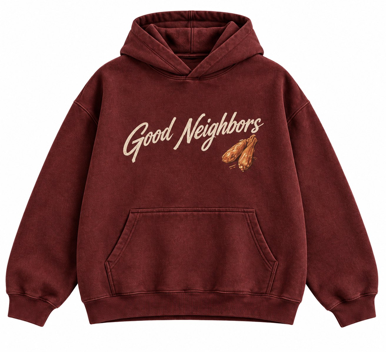 Good Neighbors Mural hoodie, front