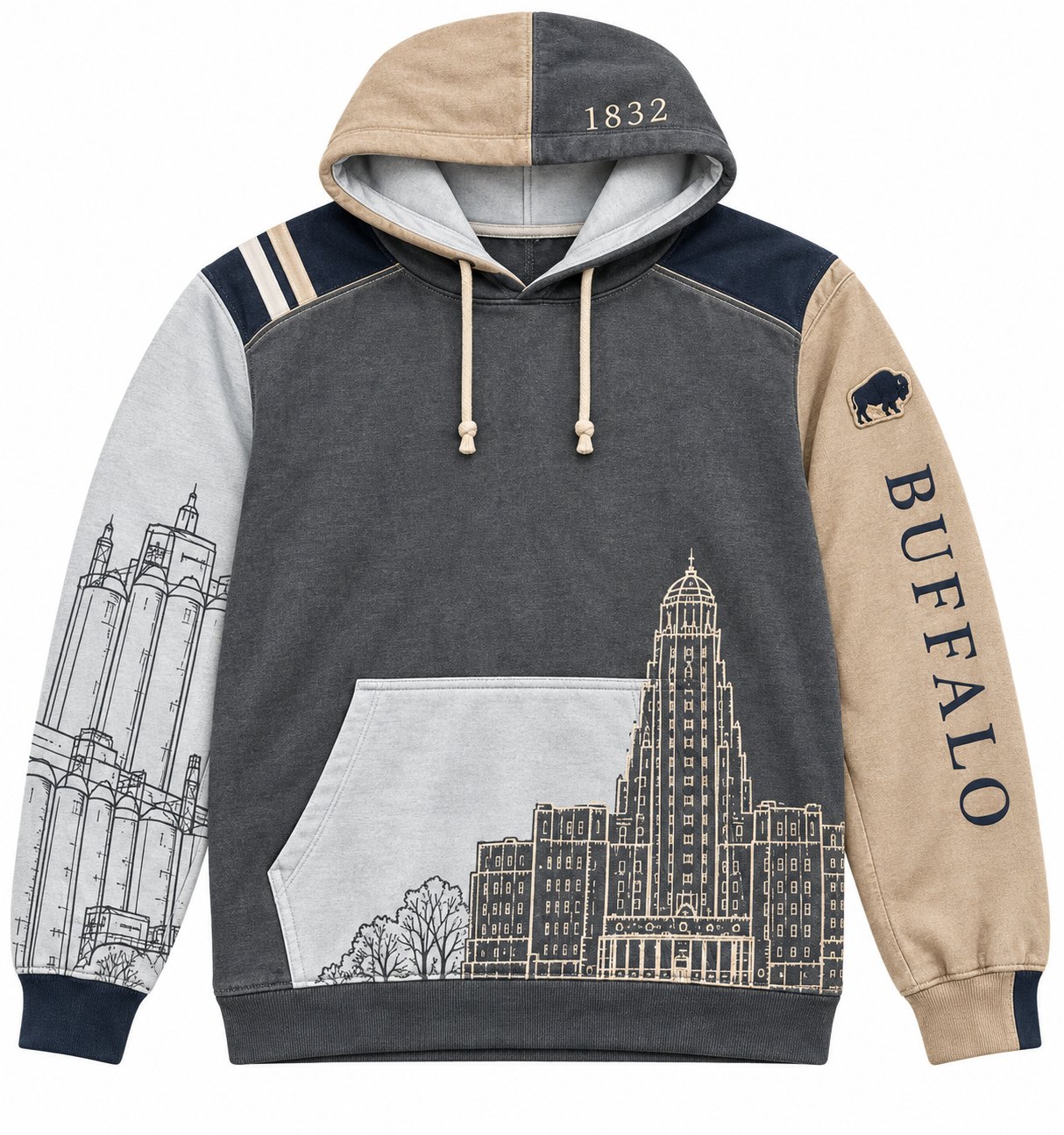 Line Art Colourblock hoodie, front
