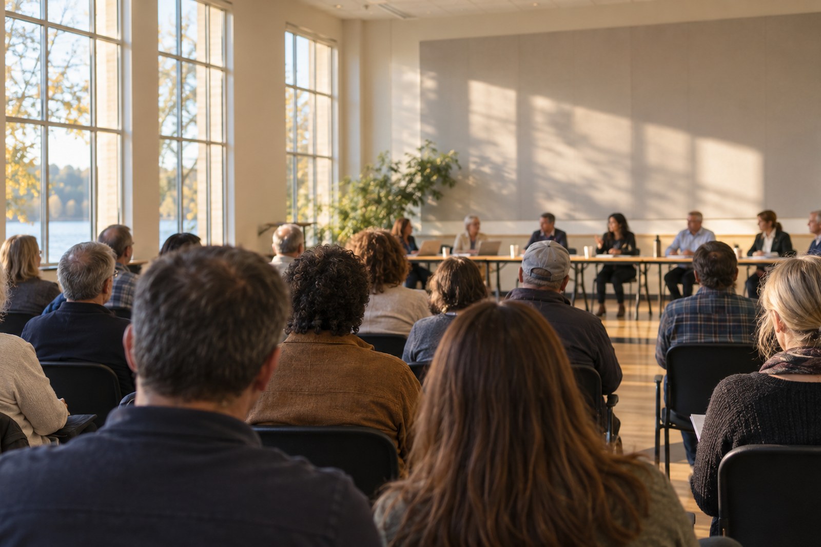 Members of the public at a civic board meeting