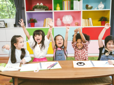 Children taking part in a classroom activity