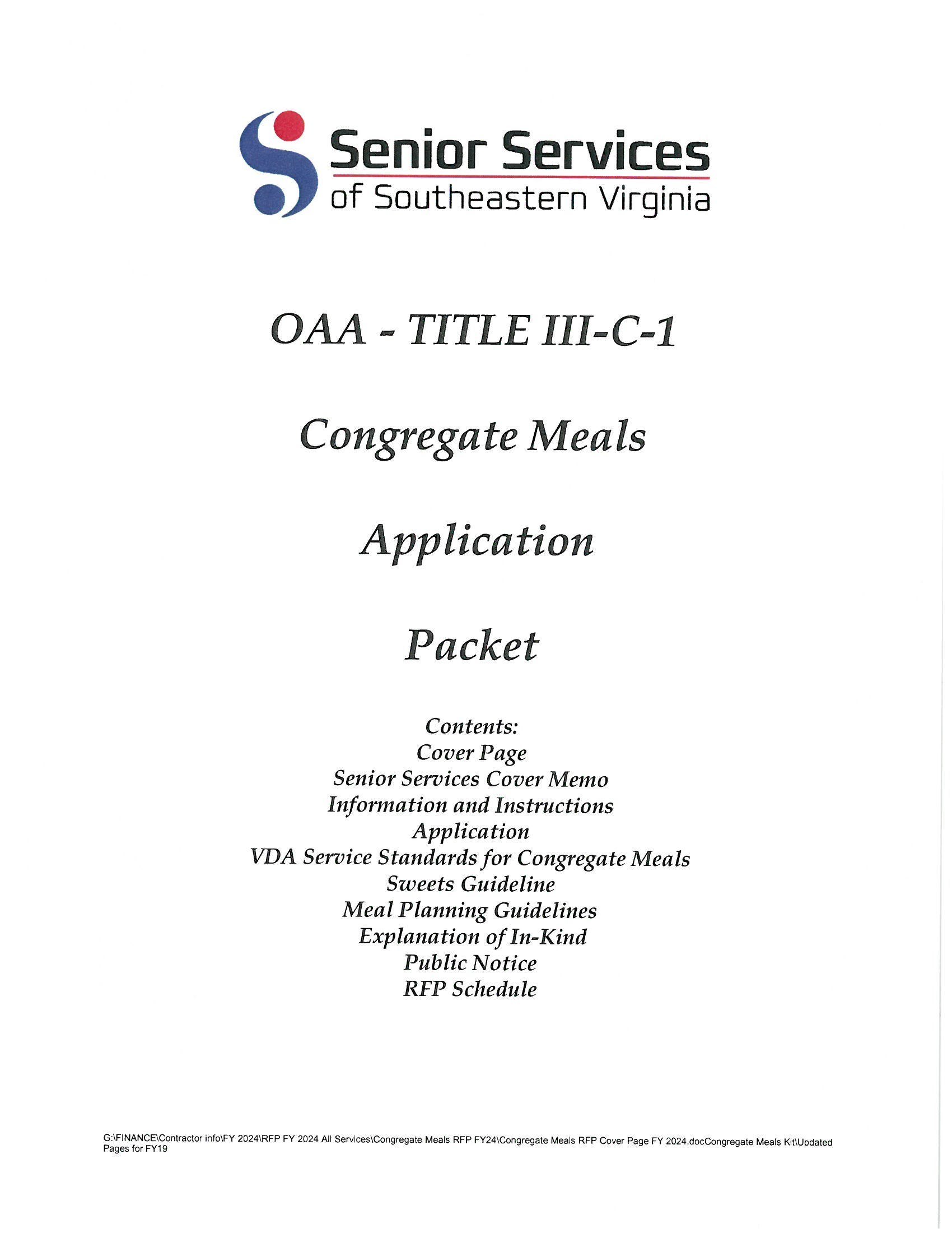 FY 2024 Congregate RFP Application pdf — page image