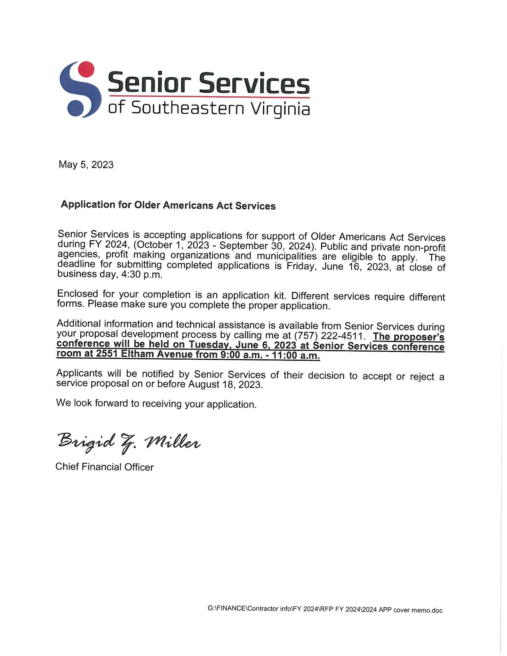 FY 2024 Home Delivered RFP Application pdf — page image