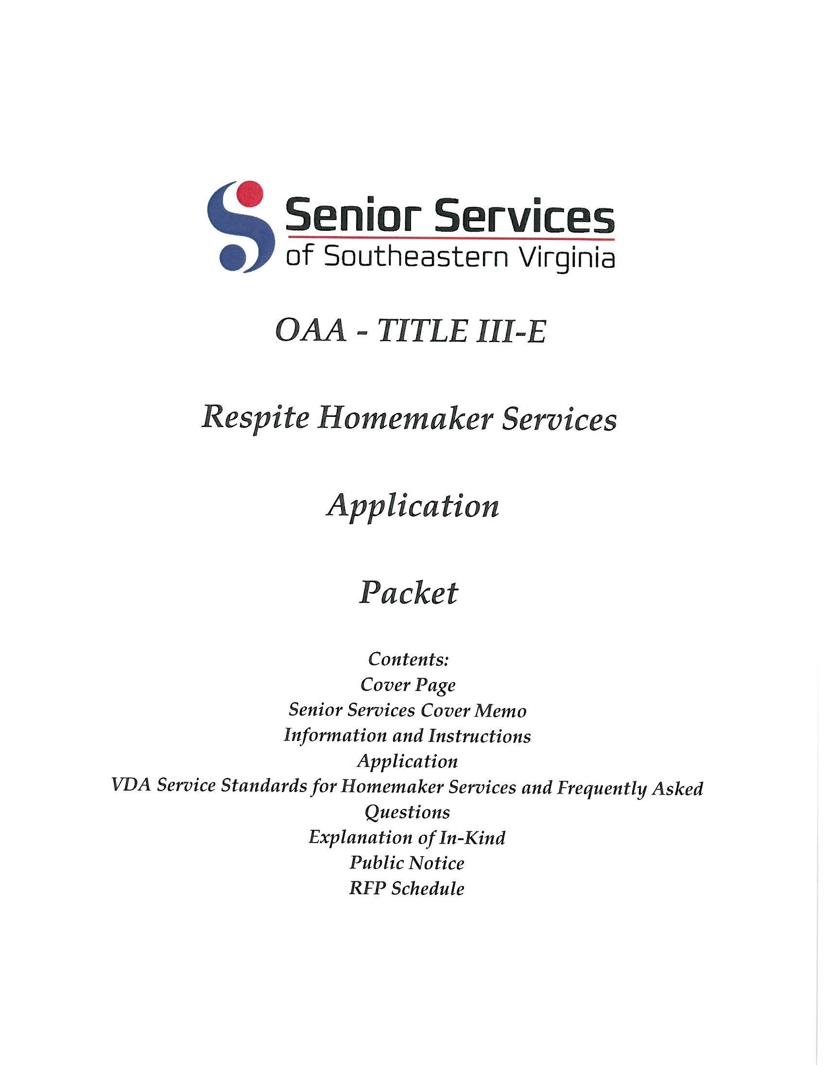 FY 2024 Respite Homemaker RFP Application pdf — page image