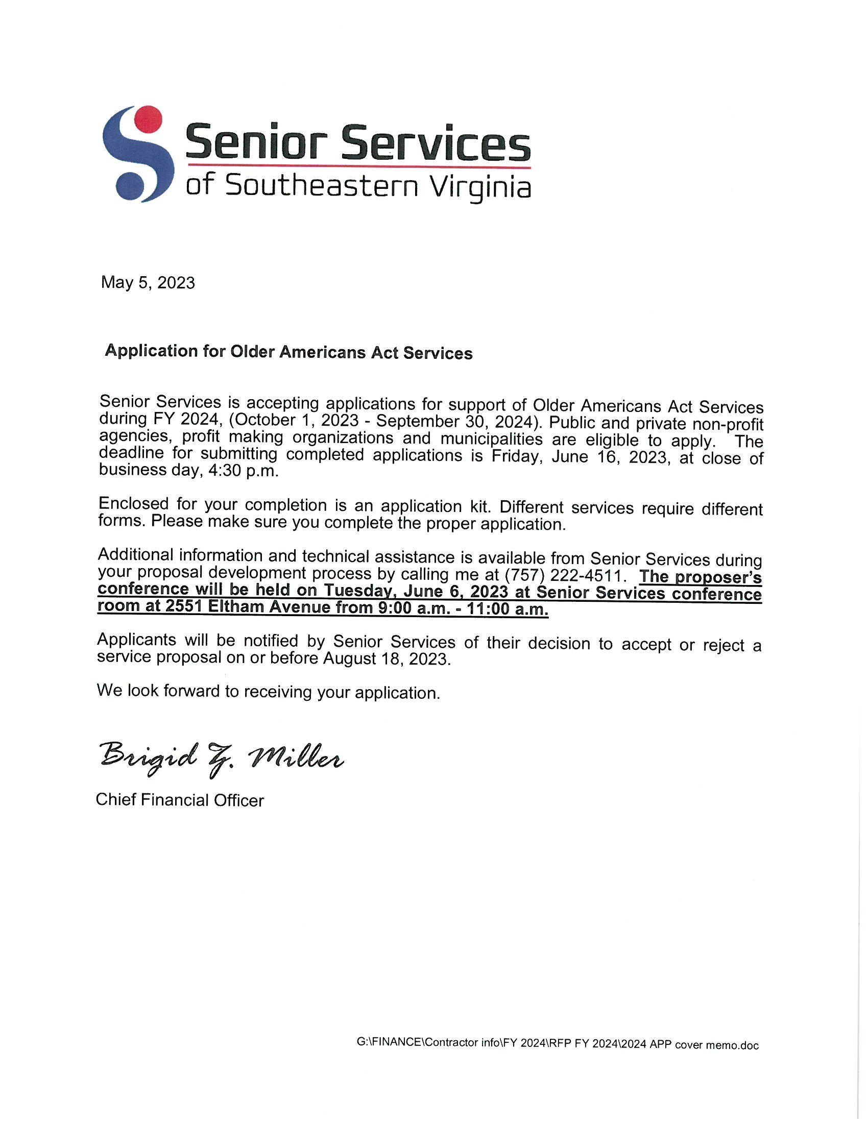 FY 2024 Respite Homemaker RFP Application pdf — page image
