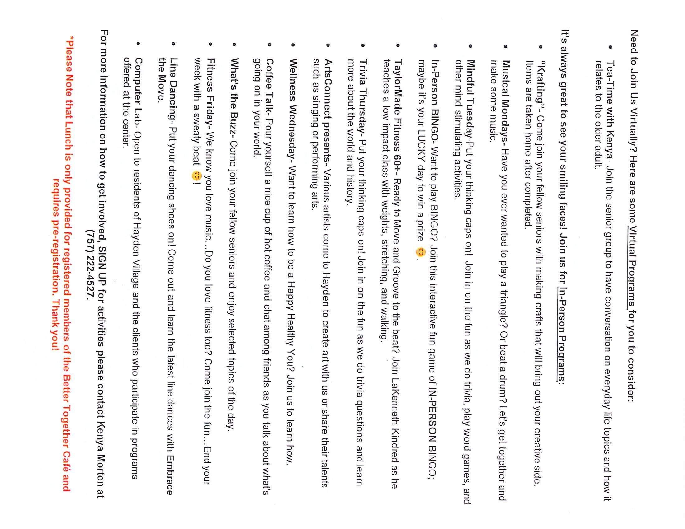 September 2026 Hayden Village Activity Calendar 60 — page image