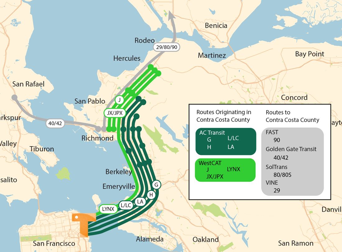 Figure in “3.2 Express Bus Routes by Corridor”, from page 30 of the original document. A written description is available on request.