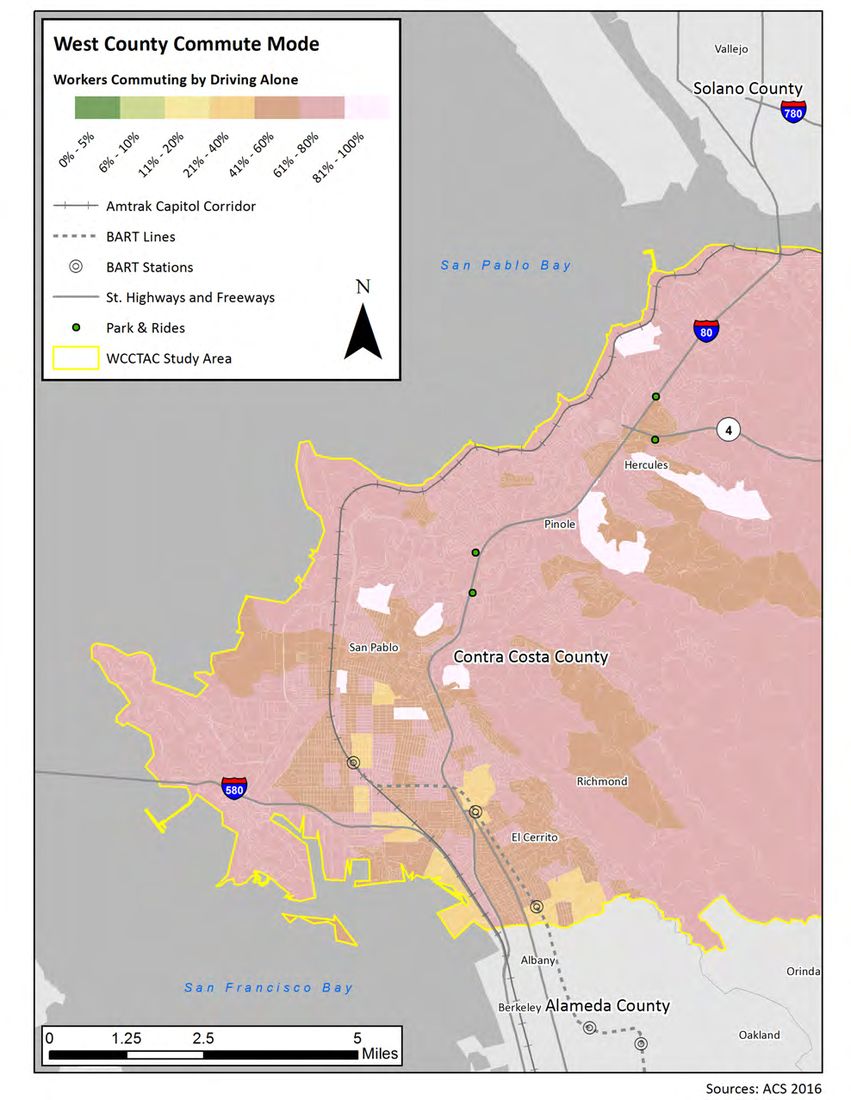 Figure in “Figure 24: Residential Locations of San Francisco Employees (LEHD Data)”, from page 38 of the original document. A written description is available on request.