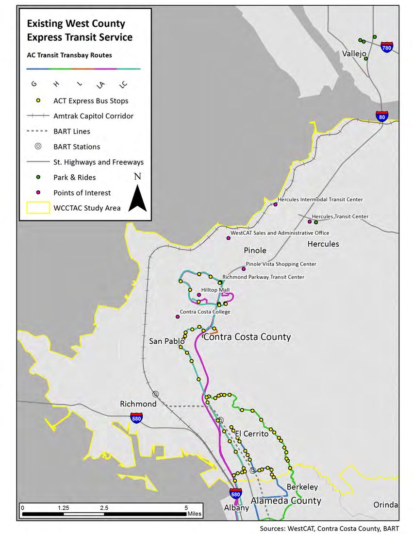 Figure in “Figure 8: Existing WestCAT Express Bus Service”, from page 20 of the original document. A written description is available on request.