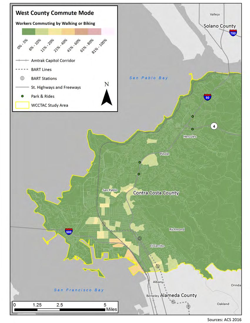 Figure in “Figure 27: Percent of Commuters in Study Area Who Use Transit (US Census Data)”, from page 41 of the original document. A written description is available on request.