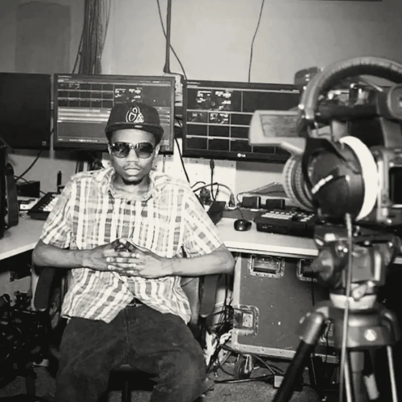 Prince behind a professional broadcast camera