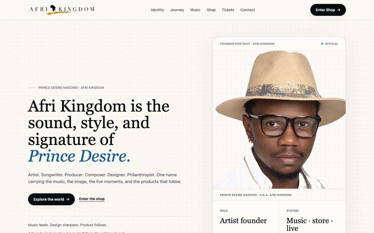 Screenshot of Afri Kingdom homepage