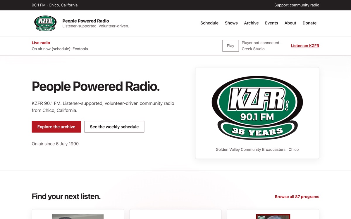 KZFR 90.1 FM screenshot