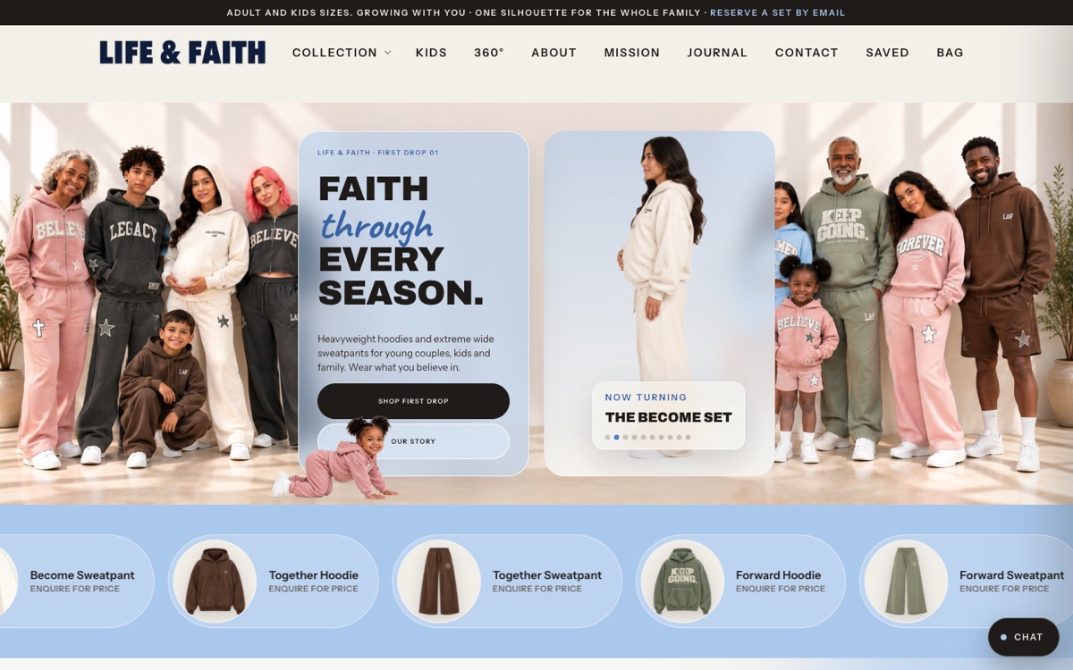 Screenshot of Life & Faith homepage