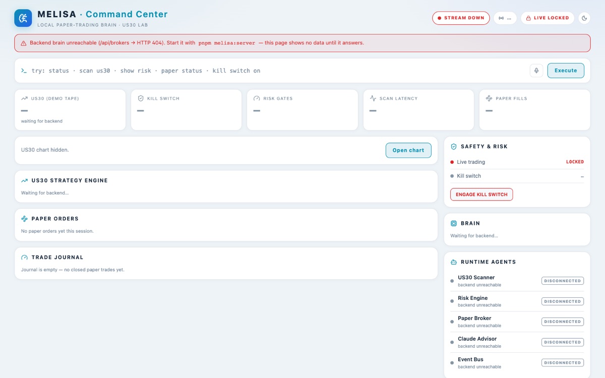 Screenshot of MELISA homepage