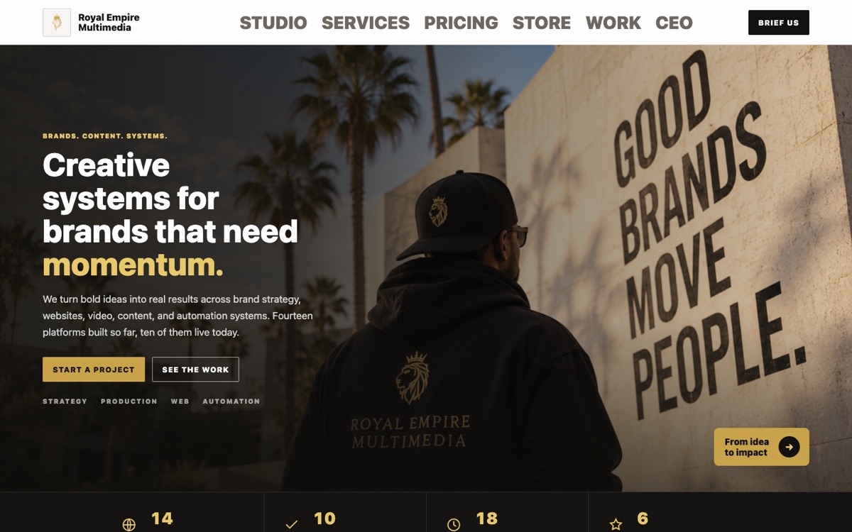 Screenshot of Royal Empire Multimedia homepage