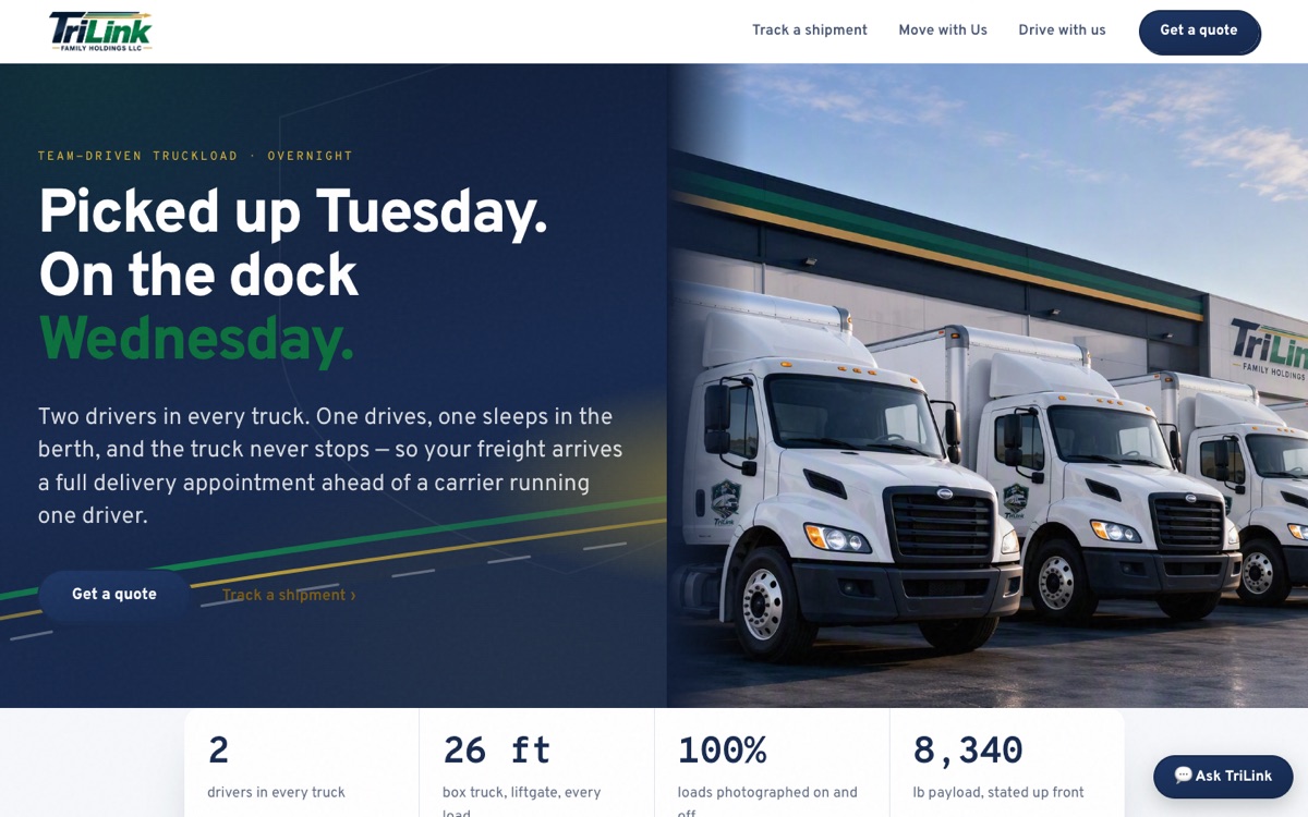 Screenshot of TriLink Family Holdings homepage